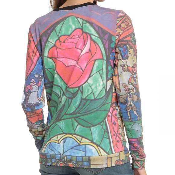 Disney Beauty And The Beast Stained Glass Women's Pullover - Picture 3 of 5